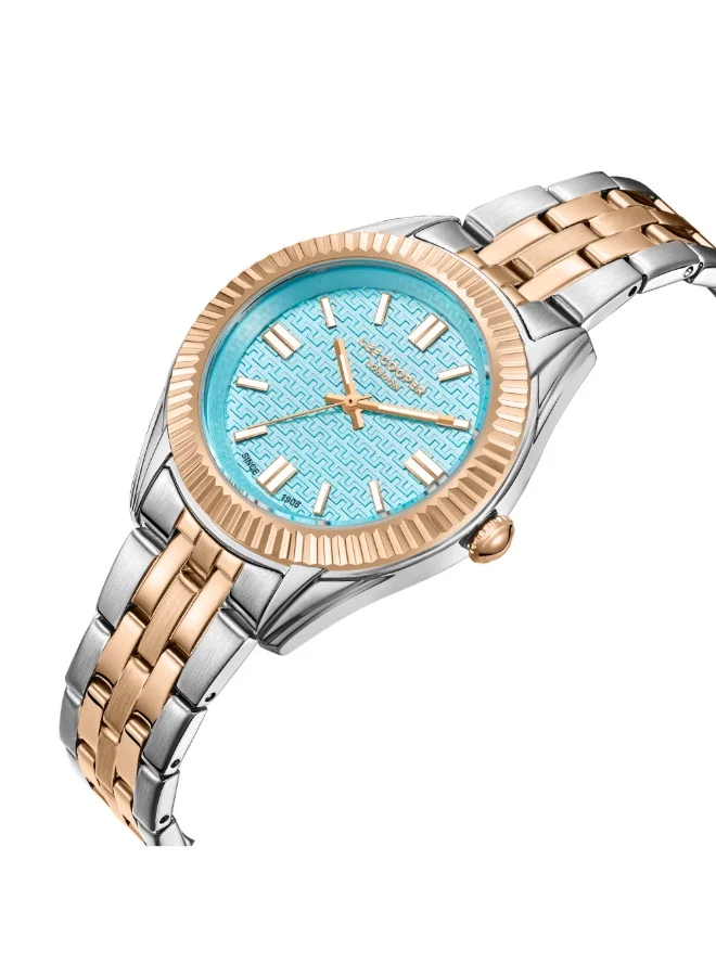 لي كوبر ساعة لي كوبر نسائية بعرض تناظري وسوار معدني فضي