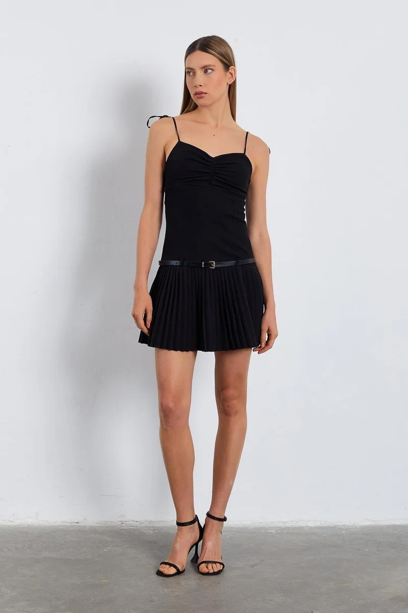 تينا Pleated Mini Dress