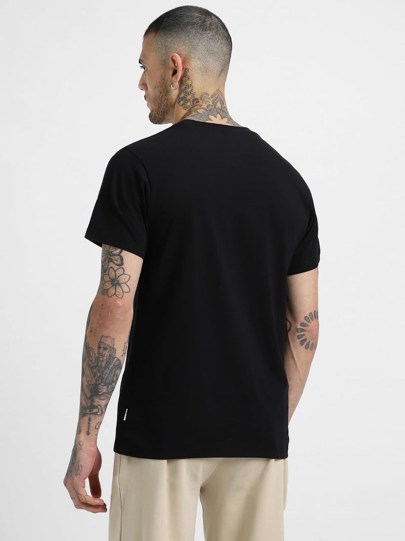 Veirdo® White & Black Regular Fit Half Sleeves Round Neck Solid Pure Cotton T-Shirt for Men (PO2_TSH_99_WT_BK_M) - Image 4