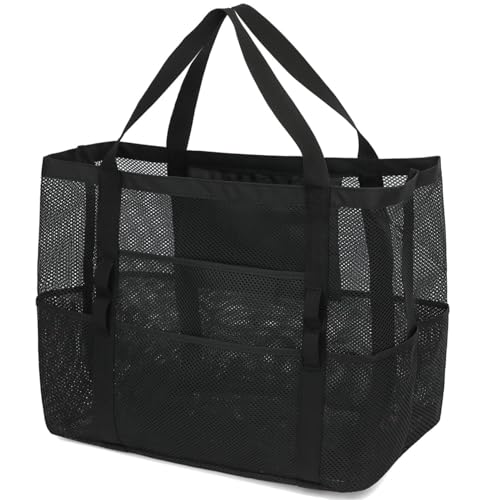 MAKABEE Mesh Beach Bag Family - Large Tote Bag 17.9" L x 15" H x 9" W(45.4cmL*38cmH*22.8cmW) Wfor Cruise Pool Toys Beach Vacation Essentials - Image 1