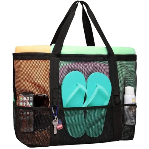 MAKABEE Mesh Beach Bag Family - Large Tote Bag 17.9" L x 15" H x 9" W(45.4cmL*38cmH*22.8cmW) Wfor Cruise Pool Toys Beach Vacation Essentials - Image 2