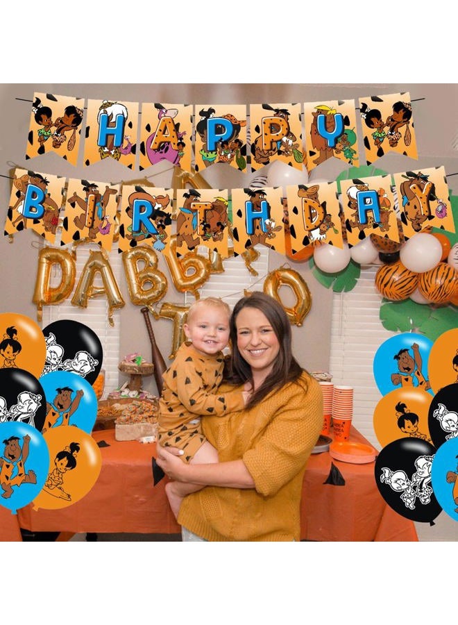 PINUO African American Birthday Party Supplies - Pebbles & Bam Bam Theme with Cake Caps, Cupcake Caps, Flags, Latex Balloons - Image 5