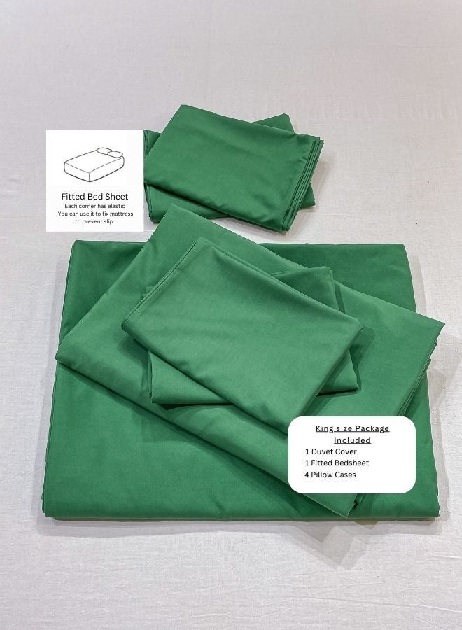 LUNA Home Single Size 4 Piece Duvet Cover Set  Premium Quality Green. - Image 5