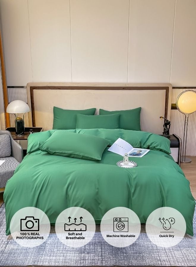 LUNA Home Single Size 4 Piece Duvet Cover Set  Premium Quality Green. - Image 2