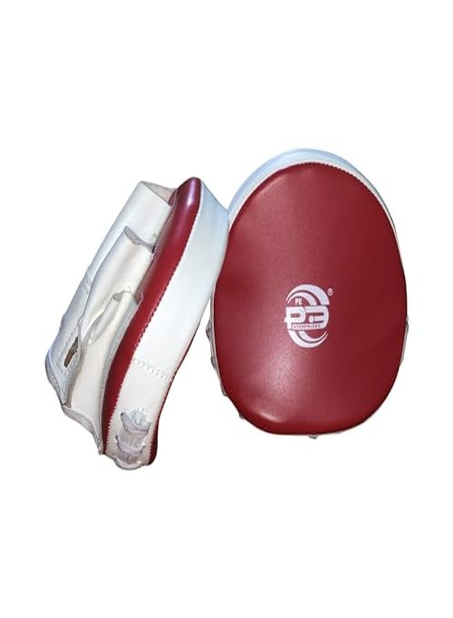 PE Pre Curved Boxing/Kick Boxing Cuban Genuine Leather Focus Pad (Red/White) - Image 3