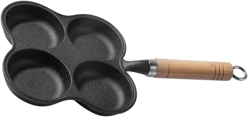 Four-hole Cast Iron Egg Frying Pan Thickened Breakfast Skillet Non-stick Omelette Mold for Gas Stove Kitchen Burger and Pancake Cooking - Image 1