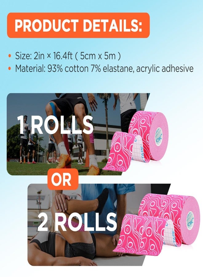 اوك تيب شريط الحركة OK TAPE PRO، 2 بوصة × لفة طويلة 16 قدمًا، شريط حر القطع، شريط رياضي مرن علاجي خالٍ من اللاتكس، 2 لفة بيج + بيج - Image 3