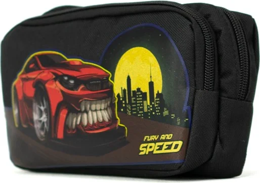 اوبلاند Boys Pencil Case Black Volumetric Double Compartment Robot Game Printed Fabric Durable