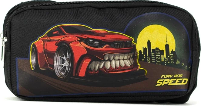 اوبلاند Boys Pencil Case Black Volumetric Double Compartment Robot Game Printed Fabric Durable