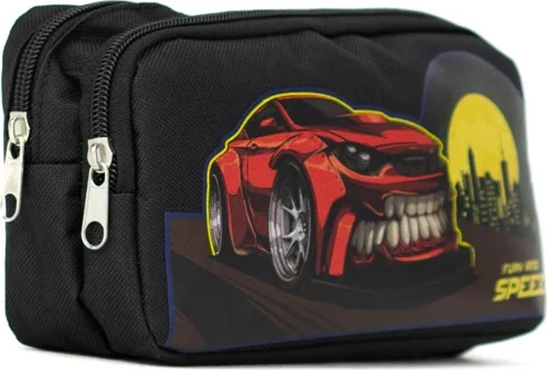 اوبلاند Boys Pencil Case Black Volumetric Double Compartment Robot Game Printed Fabric Durable