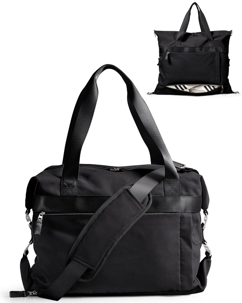 Smasrob Convertible Women Gym Bag with Shoe Compartment and Wet Pocket Women Duffle Bag with Multiple Pockets and Crossbody Shoulder Strap for Travel and Gym Black - Image 2