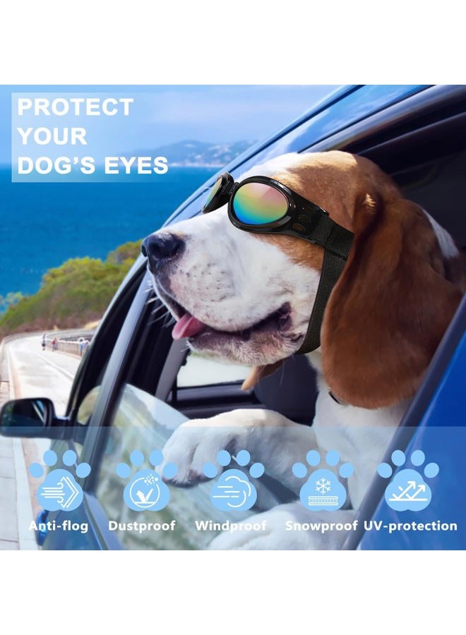 QUMY Dog Sunglasses Dog Goggles for Medium Large Breed Dogs, Wind Dust Fog Protection Eye Wear Pet Glasses with Adjustable Strap for Motorcycle Car Driving Bike Riding Hiking Swimming Over 15lbs Black - Image 5