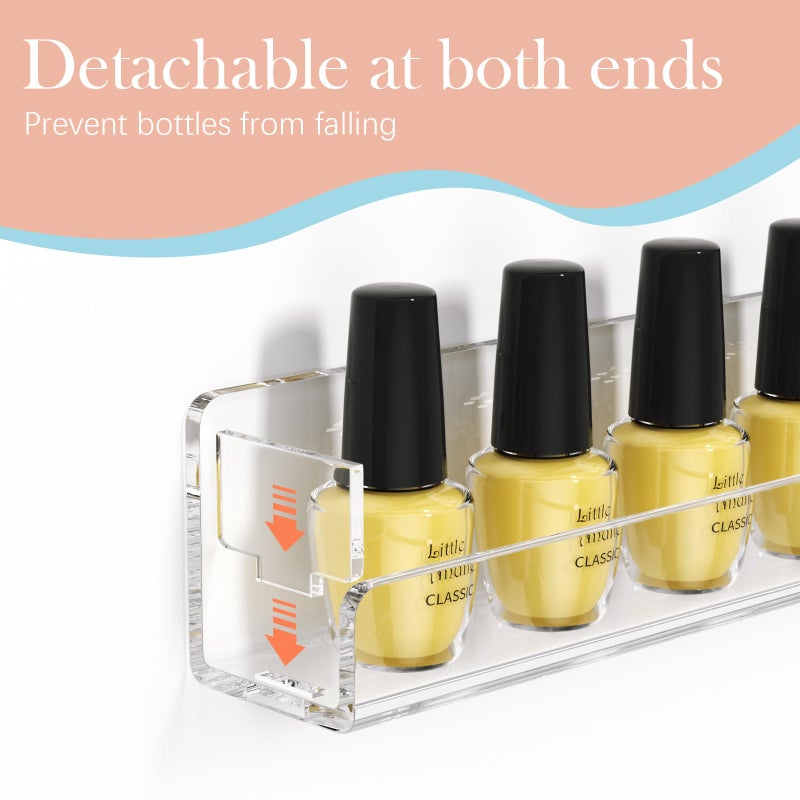 Femeli Nail Polish Wall Rack: 6 Shelves 15 Inch Clear Acrylic Nail Polish Organizer For 66-90 Bottles Multi-Purpose Acrylic Floating Shelves (15 Inch Clear) - Image 3