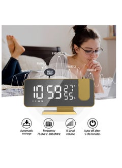Alarm Clock Projector, Radio Clock with 180° Rotatable Projector, LED Digital Clock Projection on Ceiling Wall with USB Charging, Dual Alarm, 15 Level Volume, Large LED Display, for Bedroom Home