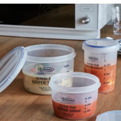 Lustroware Set of 3, Lustroware Airtight Nestable Food Storage Containers with Lids, Reusable BPA Free Meal Prep Canisters with Measurement Marks, Pantry & Fridge Organization, Microwave Safe (8.5, 17, 25 oz) - Image 4