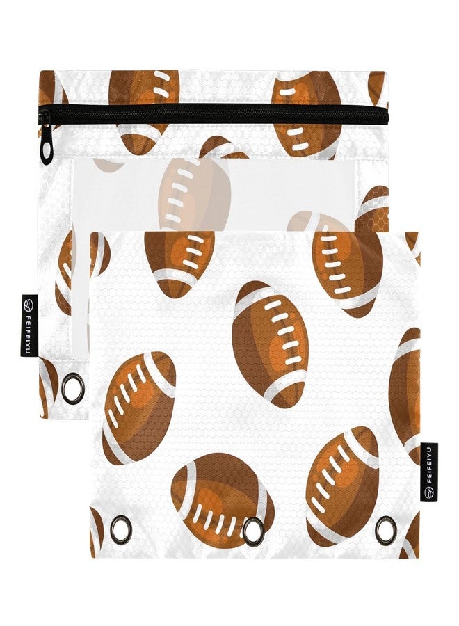MUCEXQ 2 Pack 3 Ring Binder Pencil Pouch American Football Pencil Case Pencil Bags with Zipper, Clear PVC Binder Pockets for Office Daily Supplies - Image 1