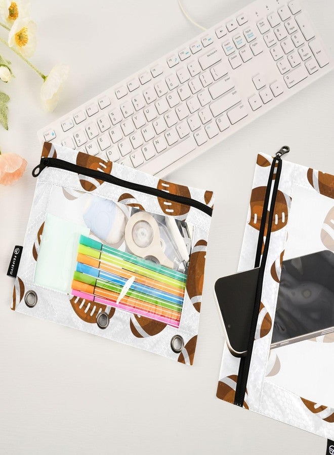 MUCEXQ 2 Pack 3 Ring Binder Pencil Pouch American Football Pencil Case Pencil Bags with Zipper, Clear PVC Binder Pockets for Office Daily Supplies - Image 4