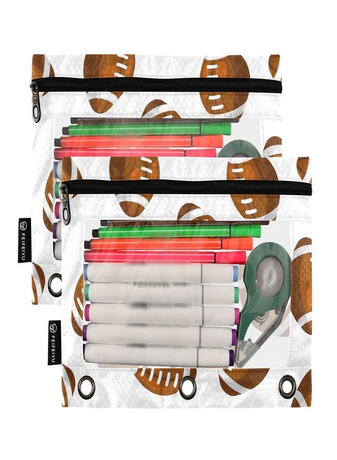 MUCEXQ 2 Pack 3 Ring Binder Pencil Pouch American Football Pencil Case Pencil Bags with Zipper, Clear PVC Binder Pockets for Office Daily Supplies - Image 2