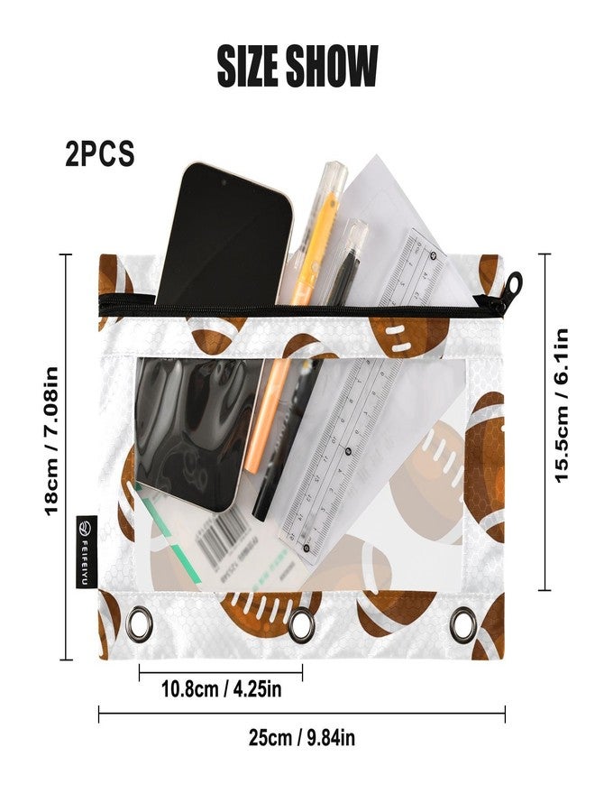 MUCEXQ 2 Pack 3 Ring Binder Pencil Pouch American Football Pencil Case Pencil Bags with Zipper, Clear PVC Binder Pockets for Office Daily Supplies - Image 3