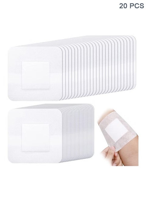 Waterproof Adhesive Island Dressing [Pack of 20], 4" x 4" Sterile Island Wound Dressing, Breathable Bordered Gauze Dressing, Individually Wrapped Latex Free Bandages with Non-Stick Central Pad