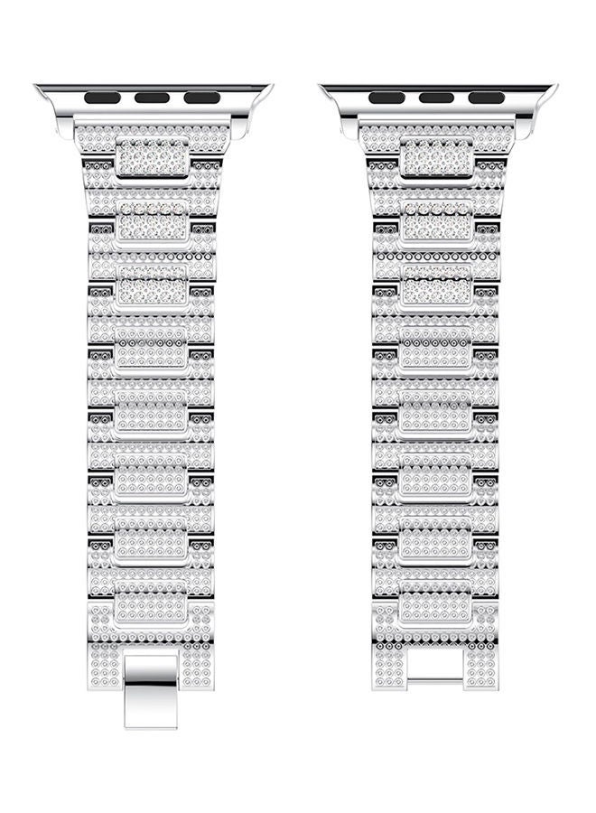 NIBEMINENT Bling Crystal Jewelry Replacement Wrist Band For Apple Watch Series 3/2/1 42millimeter Silver - Image 2