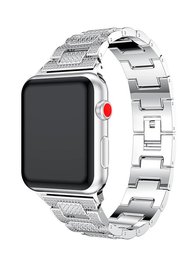NIBEMINENT Bling Crystal Jewelry Replacement Wrist Band For Apple Watch Series 3/2/1 42millimeter Silver - Image 4