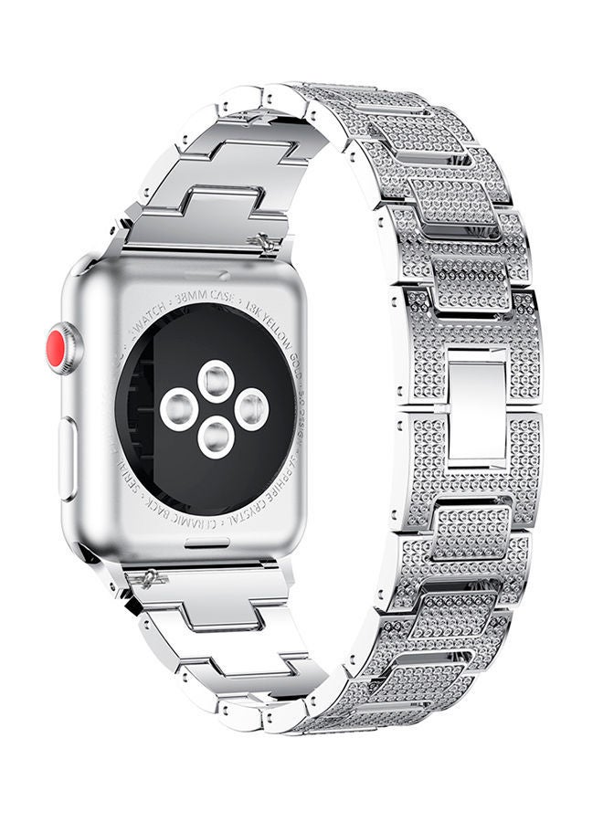 NIBEMINENT Bling Crystal Jewelry Replacement Wrist Band For Apple Watch Series 3/2/1 42millimeter Silver - Image 3