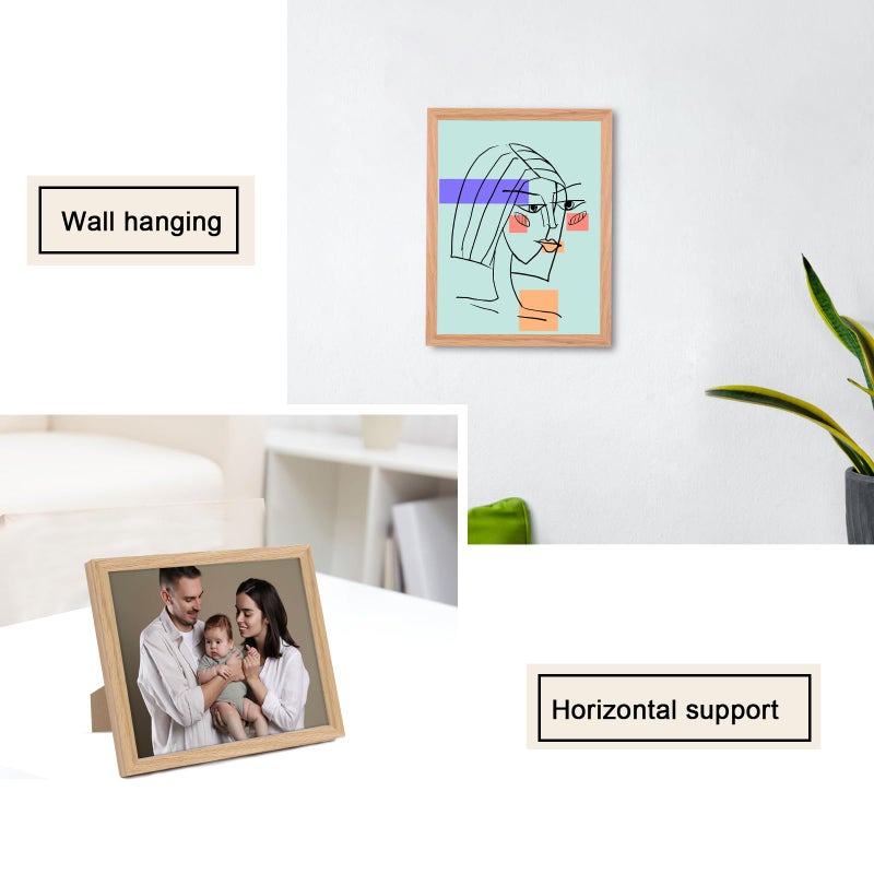 puthiac 8x10 Oak Wood Picture Frame -8x10 Frame Wood  8""x10"" Natural Solid Wood Poster Frames for Wall Art Photo and Prints(3 Pack  Beige) - Image 4