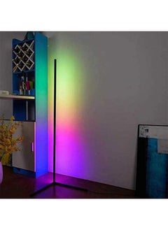 Smart RGB Floor Lamp Minimalist LED Corner Floor Lamp with Remote Control RGB Color Changing Bar Atmosphere Standing Lamp (Black)