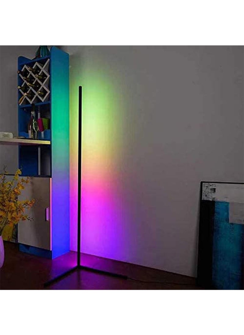 GT-Wheel - Smart RGB Floor Lamp Minimalist LED Corner Floor Lamp with Remote Control RGB Color Changing Bar Atmosphere Standing Lamp (Black) - Image 1