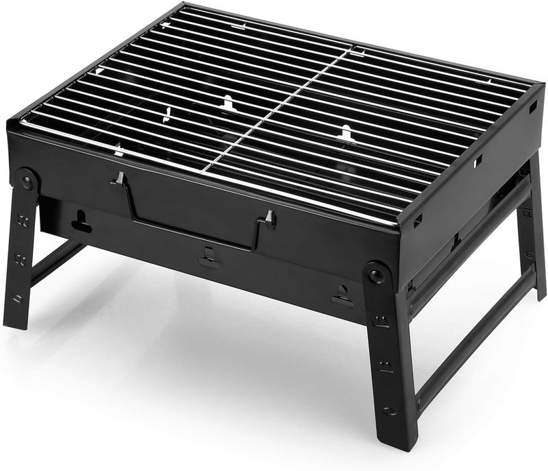Uten Charcoal Grill, BBQ Grill Folding Portable Lightweight smoker Grill, Barbecue Grill Small desk Tabletop Outdoor Grill for Camping Picnics Garden Beach Party 13.7''x9.4''x 2.3'' - Image 1