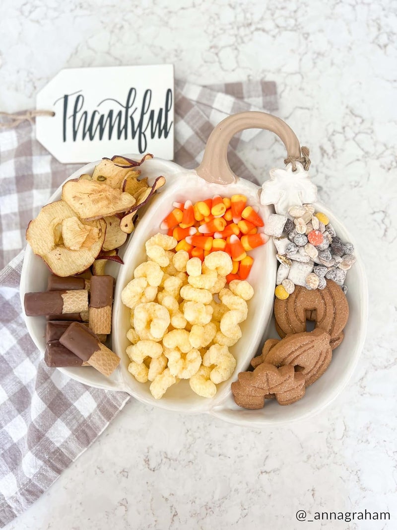 MudPie Pumpkin Tidbit Dish, White; dish 4 3/4" x 5 3/4" | spoon 5" - Image 4