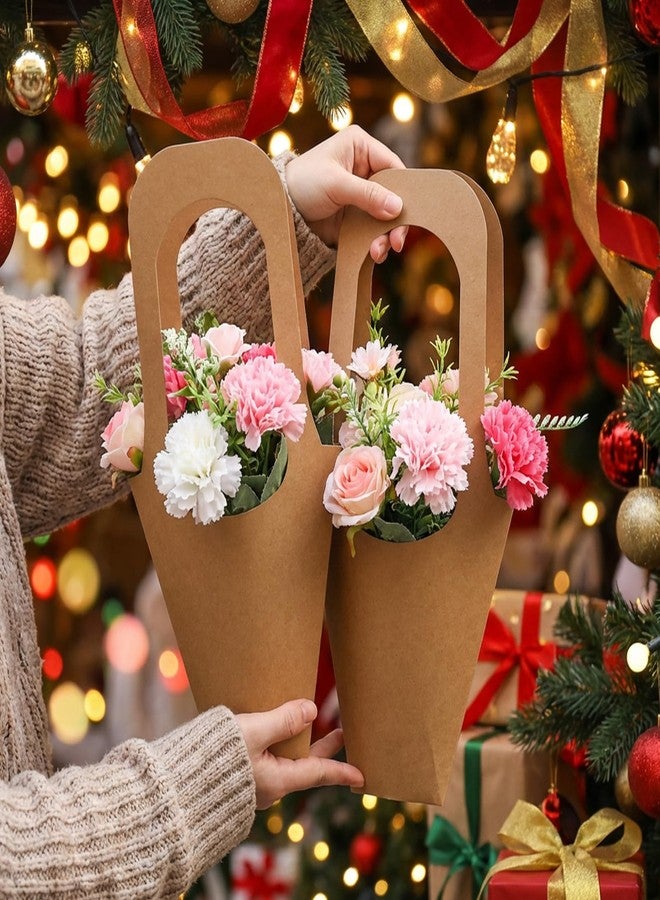 Lemecima 50 Packs Paper Flowers Gift Bags Brown Hanging Bouquet Wrapping Bags with Sturdy Handles for Floral Arrangements, Home Decor, Wedding, Party Favors, and Retail Display (14 Inches) - Image 5