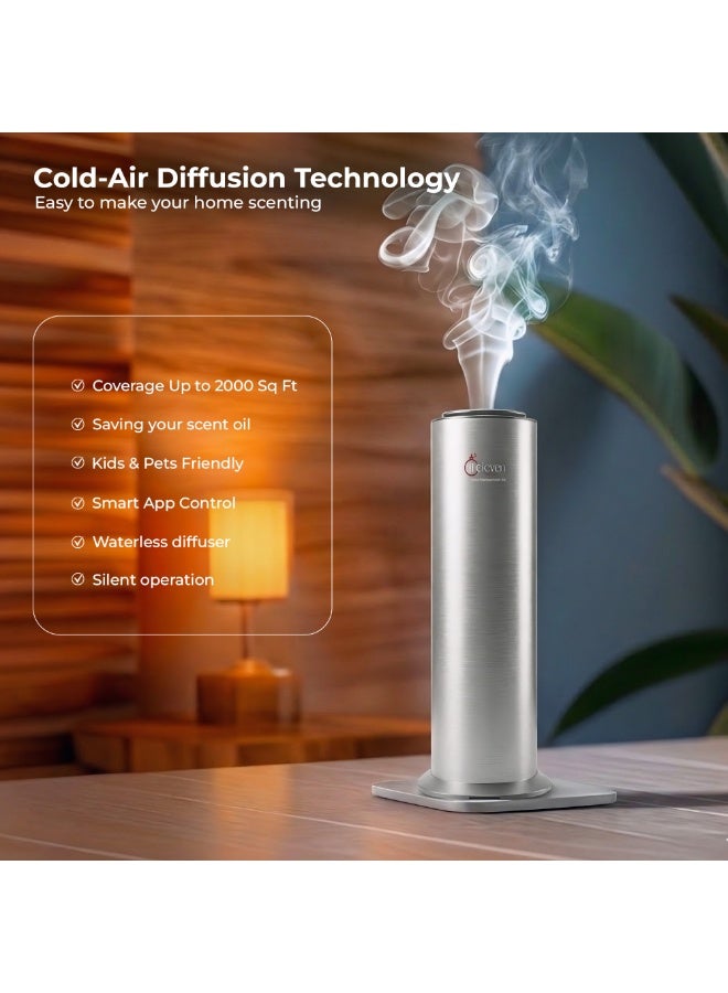Eleven Scent A5 Silver Scent Diffuser Essential Oil Diffuser Luxury Aroma Diffuser Quiet Air Freshener Home Office Car Fragrance Machine Long Lasting Scent Modern Design Eleven Scent - Image 4