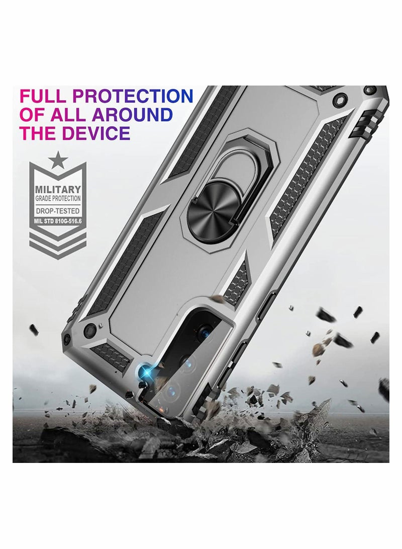 SYOSI Case for Galaxy S21 Fe 5G Protector Heavy Duty with Magnetic Ring Kickstand Anti-Fall Shockproof Bumper Cover FE Men Women Sliver - Image 5