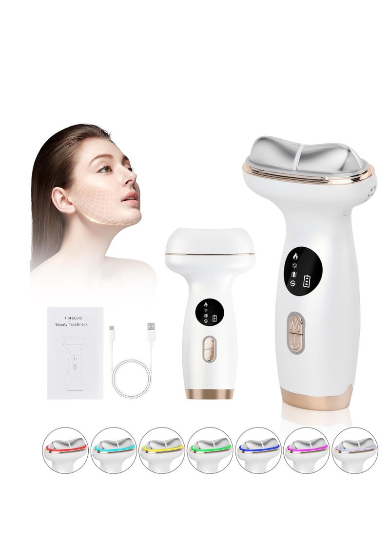 إسكدنيا جهاز تدليك الوجه غوا شا الكهربائي لمكافحة التجاعيد، مزود بـ 7 أوضاع، جهاز تجميل مضاد للتجاعيد مع اهتزازات حرارية وباردة، 7 ألوان من يوغا الوجه بتقنية EMS للعناية بالبشرة وتحسينها. - Image 2