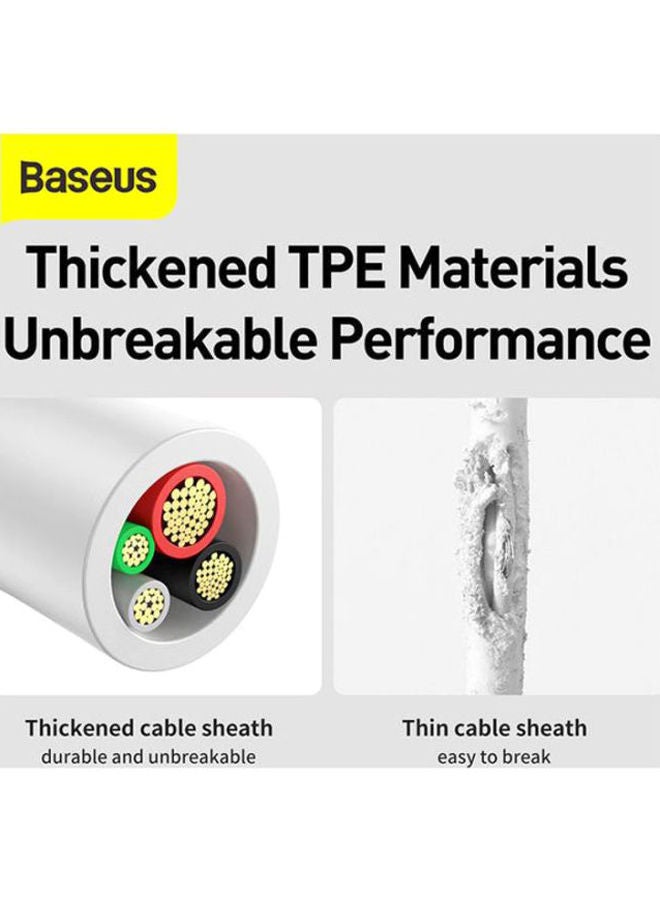 NIBEMINENT 3 in 1 Multi Fast Charging Cable, Compatible with iPhone/Type C/Micro USB Connector for iPhone, iPad, Micro USB, Type C Smartphones, Supports Charging, Smart Port Cable White - Image 5