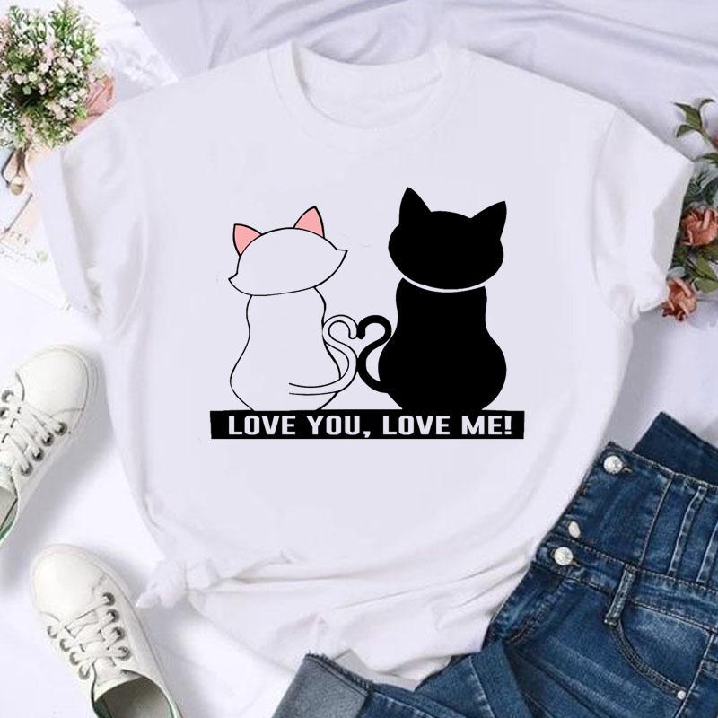 Shrimp Skin Wish Best Selling Panda And Cat Printed Short Sleeve T-Shirt Women'S Top - Image 1