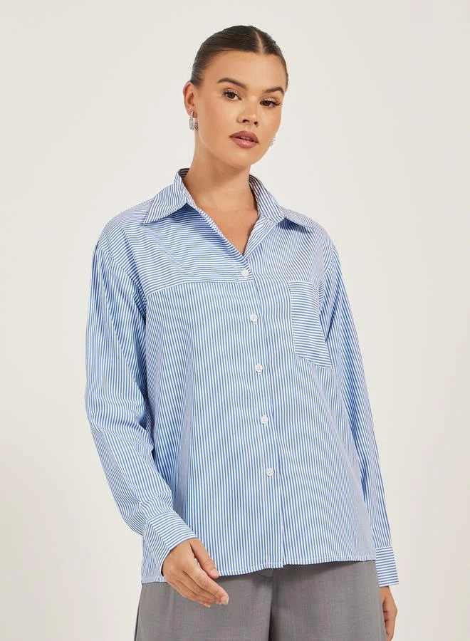 Take Two Striped Pocket Detail Regular Fit Shirt by Styli