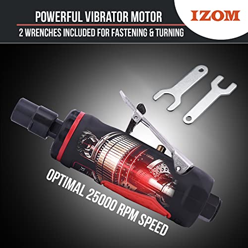 IZOM IZ-7032B 6mm (1/4") Mini Air Die Grinder Compact Air Powered 25000 RPM Grinding Machine 90 PSI Engraving Polish Pneumatic Rotary Tool - Image 5