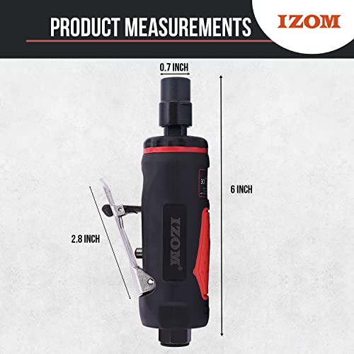 IZOM IZ-7032B 6mm (1/4") Mini Air Die Grinder Compact Air Powered 25000 RPM Grinding Machine 90 PSI Engraving Polish Pneumatic Rotary Tool - Image 2