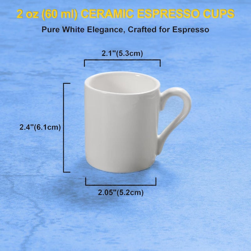 Stylusella Pure White Ceramic Espresso Cup (2 oz/60 ml), set of two - Image 3