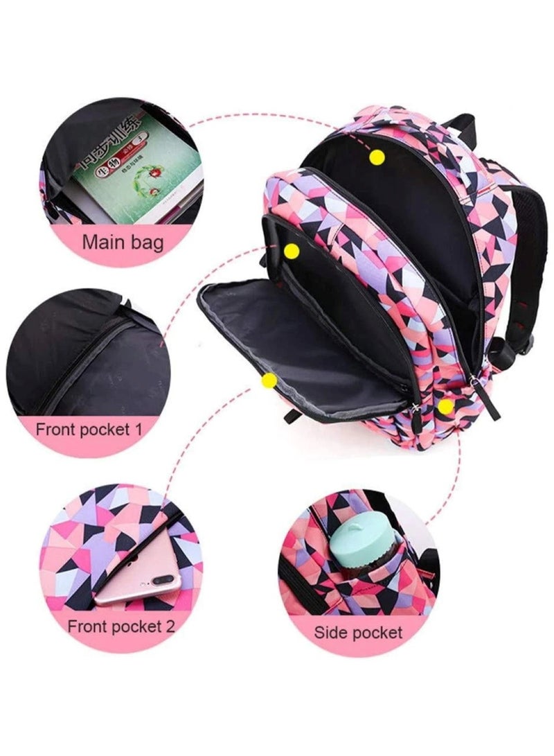 هويتك حقيبة مدرسية هندسية ملونة مع عجلات - Image 3