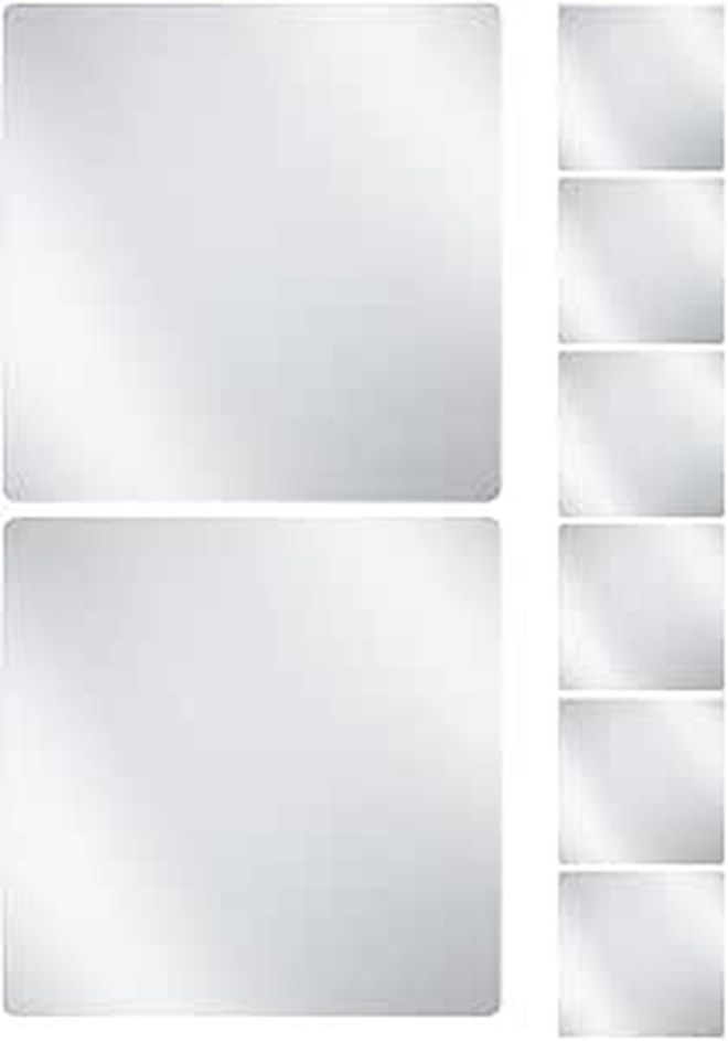 8pcs Self Adhesive Acrylic Mirror Tiles 15cm x 15cm Flexible Wall Stickers Frameless Small Decor - Image 1