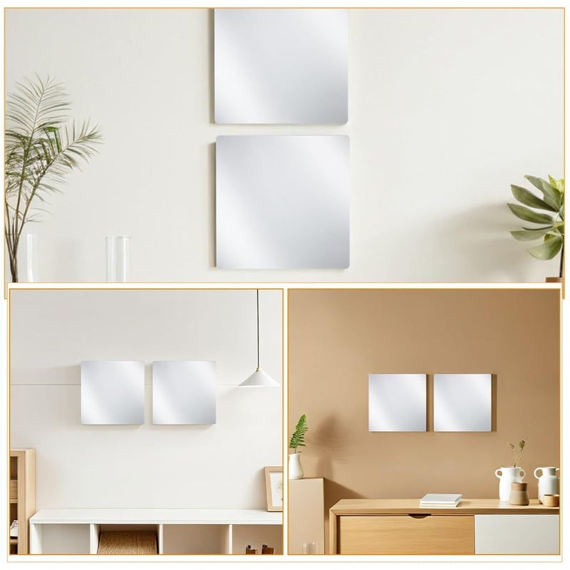 8pcs Self Adhesive Acrylic Mirror Tiles 15cm x 15cm Flexible Wall Stickers Frameless Small Decor - Image 4