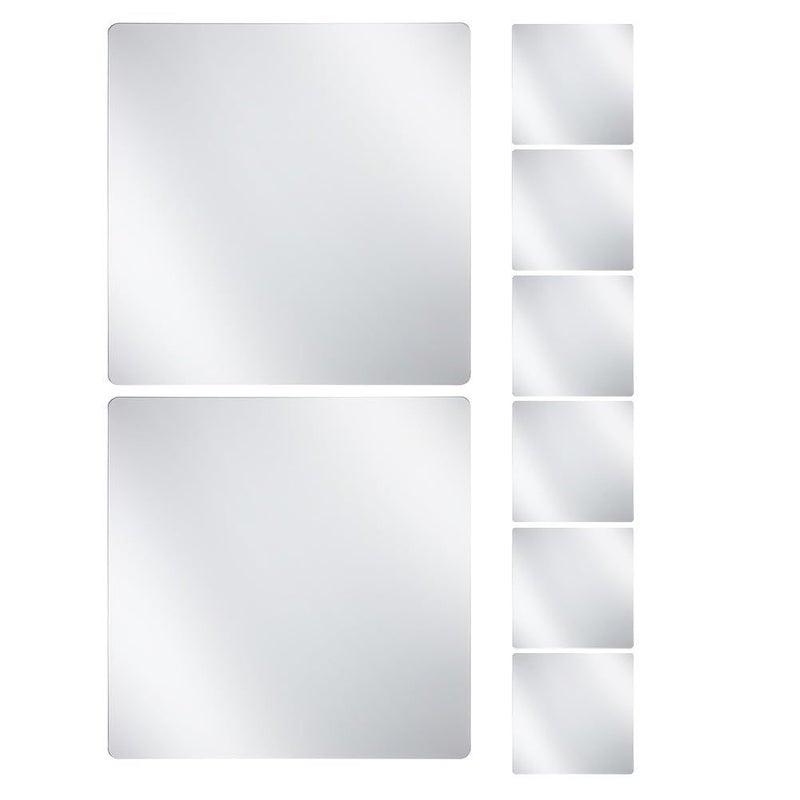 8pcs Self Adhesive Acrylic Mirror Tiles 15cm x 15cm Flexible Wall Stickers Frameless Small Decor - Image 2