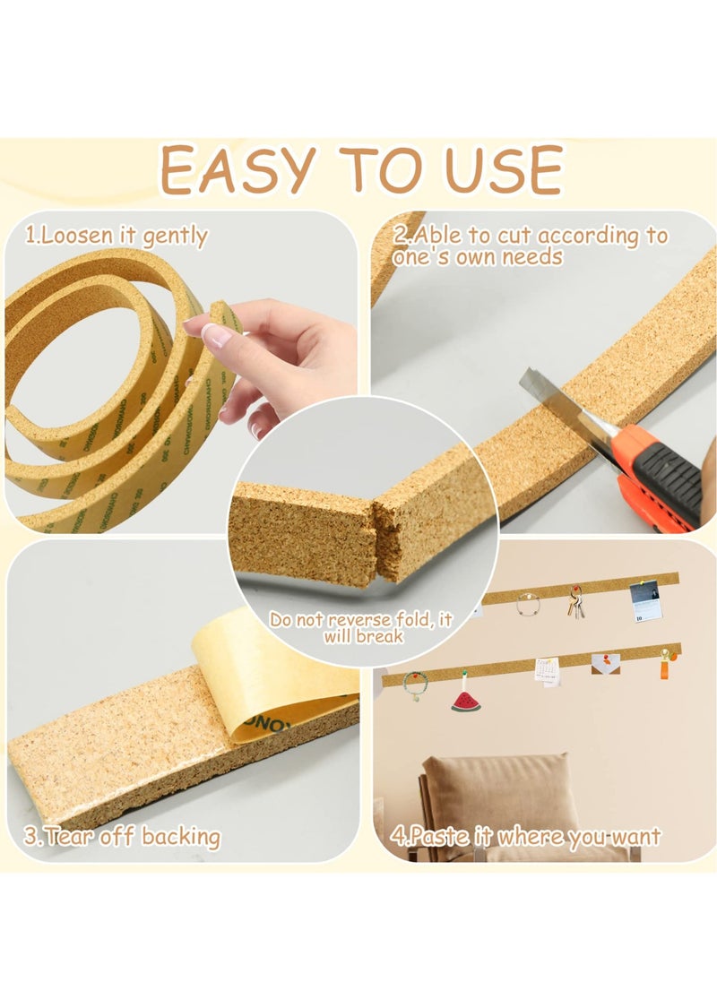 Generic Frameless Cork Board Strips - 2 Rolls of Self-Adhesive Cork Roll with 50 Push Pins ,Self Adhesive Notice Memo Board Pin Board Cork Coards for Walls Office Bedrooms Decoration  - Image 3