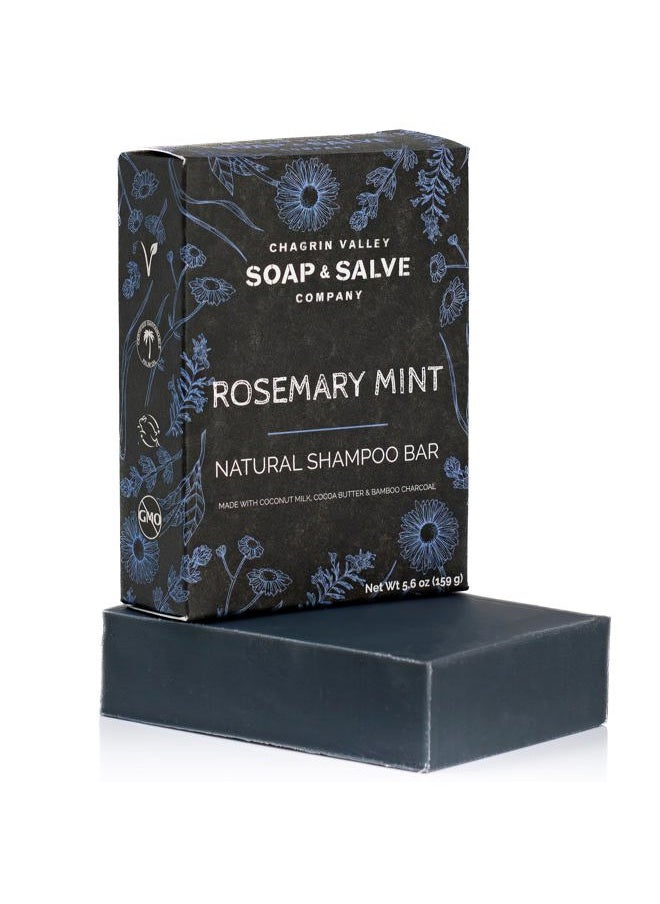 Chagrin Valley Soap & Salve - Organic Natural Shampoo Bar (Rosemary Mint Charcoal, 1 Bar) - Image 1