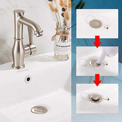 REGALMIX Vessel Sink Drain, Bathroom Faucet Vessel Sink Pop Up Drain Stopper, Built-In Anti-Clogging Strainer, Brushed Nickel with Overflow,Fits Standard American Drain Hole(1-1/2" to 1-3/4") R086J-BN - Image 3
