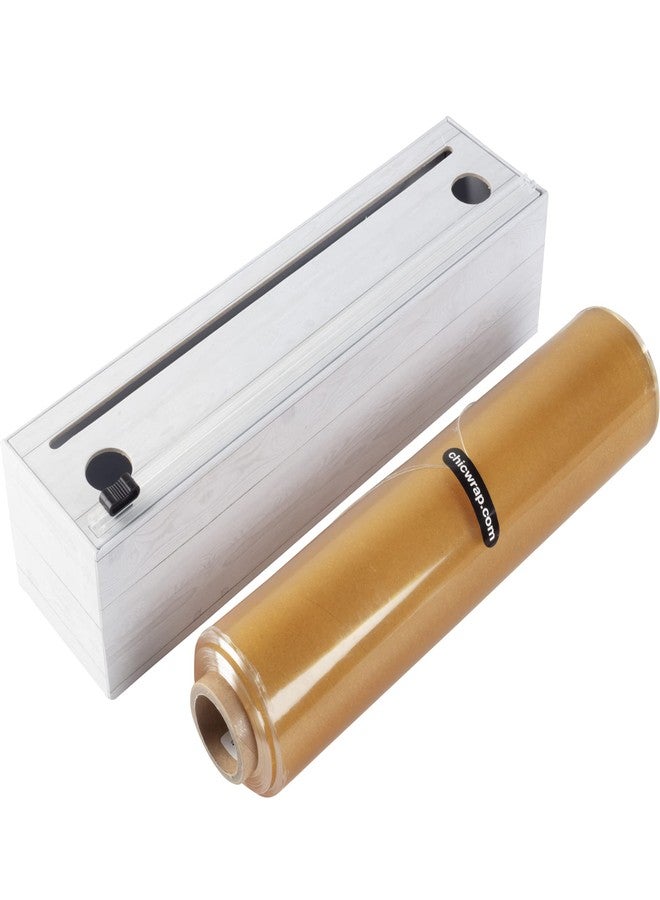 Chicwrap Shiplap Refillable Plastic Wrap Dispenser - Includes One 12" x 750' Roll of Professional Grade Plastic Wrap - BPA Free and Kosher Certified - Reusable Dispenser w/Slide Cutter - Image 1